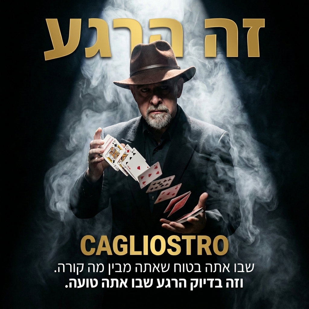 זה הרגע שבו אתה בטוח שאתה מבין מה קורה. וזה בדיוק ה רגע שבו אתה טועה. 🎩 קליוסטרו — מנטליזם, חושים,&nbsp;ואמת.